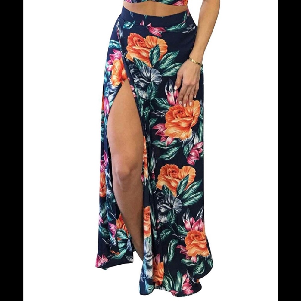 Hawaiin print high waisted skirt